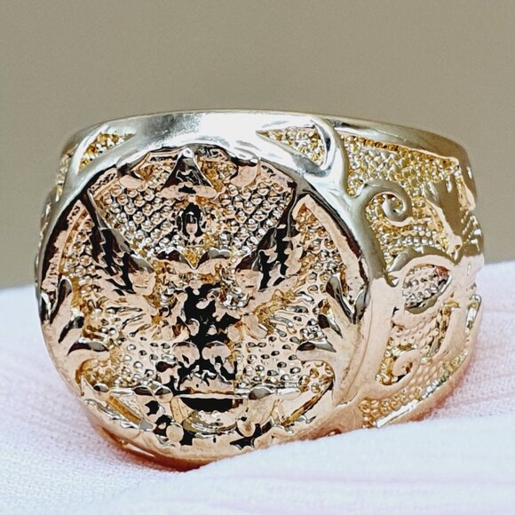 Punk Alloy Round Street Trend Fashion Eagle Gold Rings for Man, INDN8467 - Picture 9 of 10